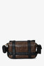 Fendi 2020 Brown Zucca Coated Canvas Mini Cage Baguette Bag with Shoulder Strap/Chain