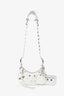 Balenciaga White Crankled Leather Le Cagole XS Crossbody