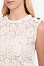 Dolce & Gabbana White Lace Sleeveless Buttoned Shoulder Top Size 40