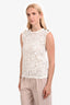 Dolce & Gabbana White Lace Sleeveless Buttoned Shoulder Top Size 40