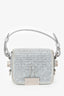 Off-White Grey Suede Swarovski Crystal Baby Binder Clip Bag