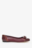 Salvatore Ferragamo Burgundy/Gold Tone Leather Ballet Flats Size 10.5