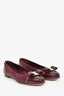 Salvatore Ferragamo Burgundy/Gold Tone Leather Ballet Flats Size 10.5