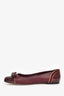 Salvatore Ferragamo Burgundy/Gold Tone Leather Ballet Flats Size 10.5