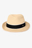Pre-Loved Chanel™ Beige Raffia Black Silk Band Sun Hat Size S