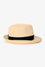 Pre-Loved Chanel™ Beige Raffia Black Silk Band Sun Hat Size S