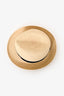 Pre-Loved Chanel™ Beige Raffia Black Silk Band Sun Hat Size S