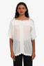Isabel Marant Etoile White Sheer Embroidered Short Sleeve Top Size 34