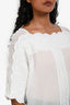 Isabel Marant Etoile White Sheer Embroidered Short Sleeve Top Size 34
