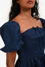Reformation Dark Blue Linen Puff Sleeve Mini Dress Size 4