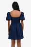 Reformation Dark Blue Linen Puff Sleeve Mini Dress Size 4