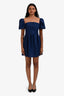 Reformation Dark Blue Linen Puff Sleeve Mini Dress Size 4
