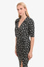 Veronica Beard Jeans Black/White Cotton Floral Print Short Sleeve Gathered Dress Size L