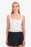 Reformation White Cotton Blend Floral Print Lace Detail Tank Top Size 8