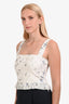 Reformation White Cotton Blend Floral Print Lace Detail Tank Top Size 8