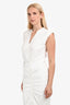 Veronica Beard White Cotton Short Sleeve Gathered Button Down Dress Size 6