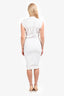 Veronica Beard White Cotton Short Sleeve Gathered Button Down Dress Size 6