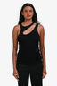 Agolde Black Ribbed Asymmetrical 'Athena' Tank Top Size XS