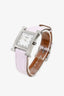 Hermès Mauve Alligator Strap Diamond-Set Steel Watch Mini Model
