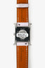 Hermès Mauve Alligator Strap Diamond-Set Steel Watch Mini Model
