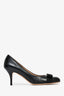 Salvatore Ferragamo Black Leather Bow Detail Pumps Size 10.5