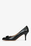 Salvatore Ferragamo Black Leather Bow Detail Pumps Size 10.5