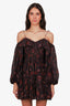 Ulla Johnson Black/Red Floral Silk Cold Shoulder Mini Dress Size 4