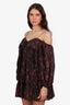 Ulla Johnson Black/Red Floral Silk Cold Shoulder Mini Dress Size 4