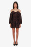 Ulla Johnson Black/Red Floral Silk Cold Shoulder Mini Dress Size 4