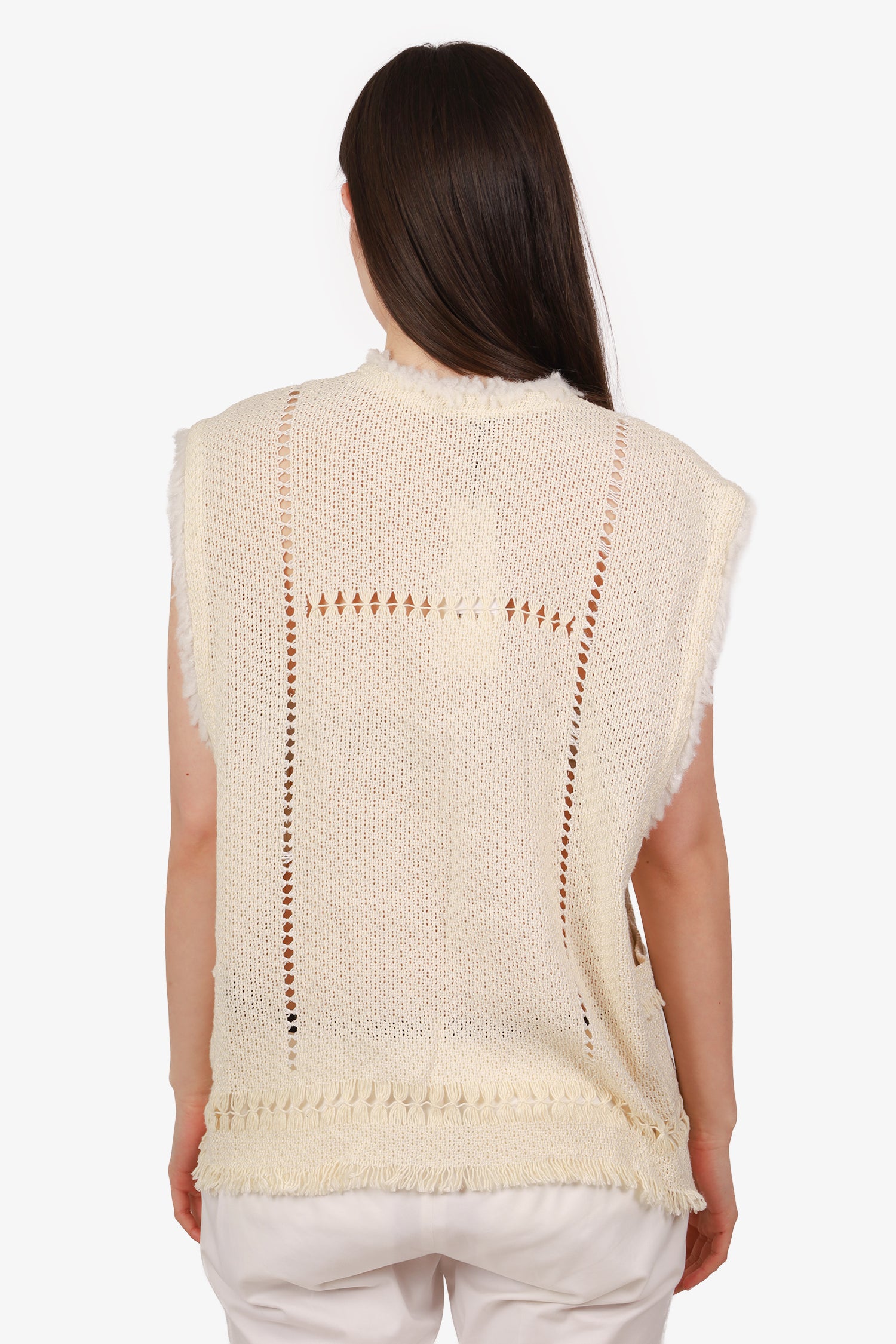 Isabel Marant Cream Knit Fringe Vest Size 38 – Mine & Yours