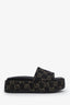 Gucci Black Denim GG Monogram Angelina Platform Slide Sandals Size 35.5