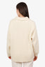 Hermès Cream Wool Gold Leather H 'Blouson' Cardigan Jacket Size 42