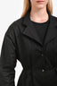 Hermès Black Cotton Drawstring Long Sleeve Shirt Dress Size 42