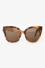 Gucci Brown Turquoise GG Web Cat Eye Sunglasses
