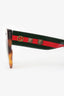 Gucci Brown Turquoise GG Web Cat Eye Sunglasses