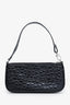 By Far Black Croc Embossed Rachel Leather Shoulder Bag