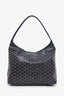 Goyard Navy Blue Goyardine Hobo Bag With Pouch