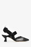 Fendi Black Mesh Pointed Slingback Kitten Heels Size 37