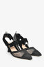 Fendi Black Mesh Pointed Slingback Kitten Heels Size 37