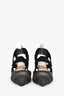 Fendi Black Mesh Pointed Slingback Kitten Heels Size 37