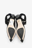 Fendi Black Mesh Pointed Slingback Kitten Heels Size 37
