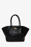 Demellier Black Croc Embossed Leather 'New York' Tote Bag