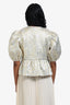 Ganni Gold/Silver Metallic Three Tie Peplum Top Size 34