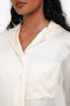 Loewe Cream Satin Anagram Long Sleeve Collared Top Size 36