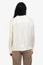 Loewe Cream Satin Anagram Long Sleeve Collared Top Size 36