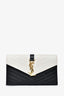Saint Laurent Black/White Leather Logo Matelasse Envelope Clutch