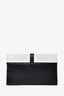 Saint Laurent Black/White Leather Logo Matelasse Envelope Clutch