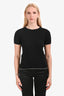 The Row Black White Edge Cashmere Short Sleeve Top Size S