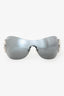 Bvlgari Grey Crystal Embellished Shield Sunglasses