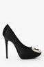 Roger Vivier Black Satin Crystal Embellished Buckle Heels Size 36